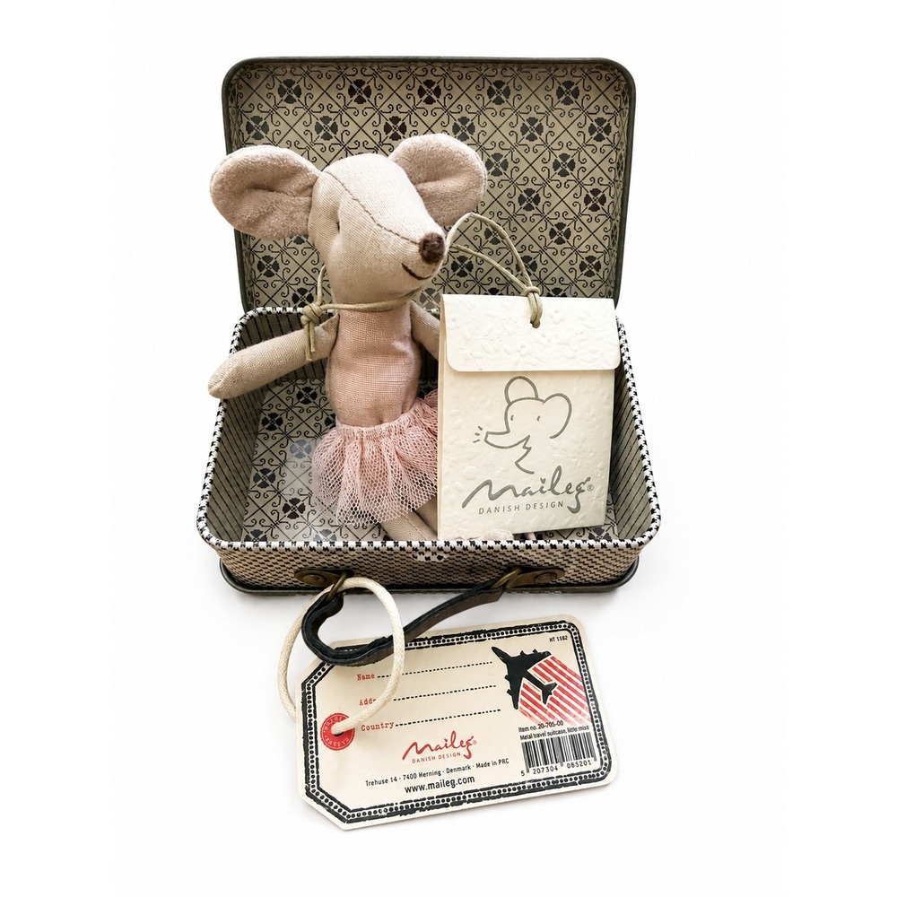 Maileg Big‎ Sister Ballerina Mouse w/ Suitcase Retired Rare NWT 5" Tall